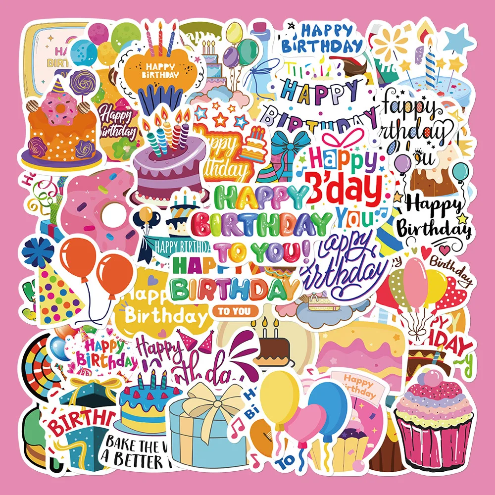 50pcs Cartoon Fresh Birthday Series Graffiti Stickers Suitable for Helmet Desktop Wall Decoration DIY Sticker Package Wholesale
50pcs Cartoon Fresh Birthday Series Graffiti Stickers Suitable for Helmet Desktop Wall Decoration DIY Sticker Package Wholesale