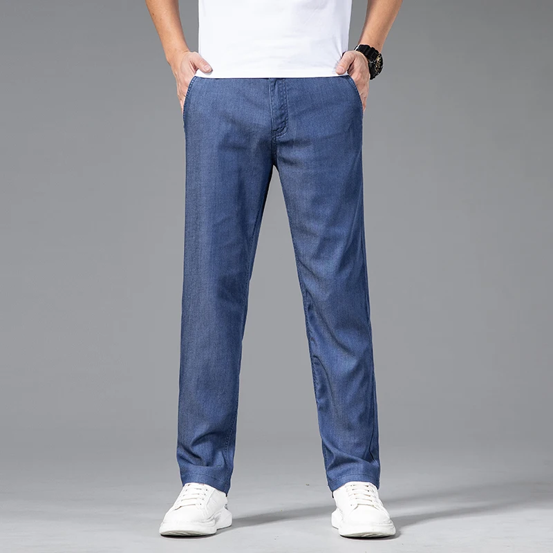 2025 Men's Summer Lightweight Straight Leg Jeans Business Casual Pants Mature Men Stretchable Breathable Soft Ice Silk Casual
2025 Men's Summer Lightweight Straight Leg Jeans Business Casual Pants Mature Men Stretchable Breathable Soft Ice Silk Casual