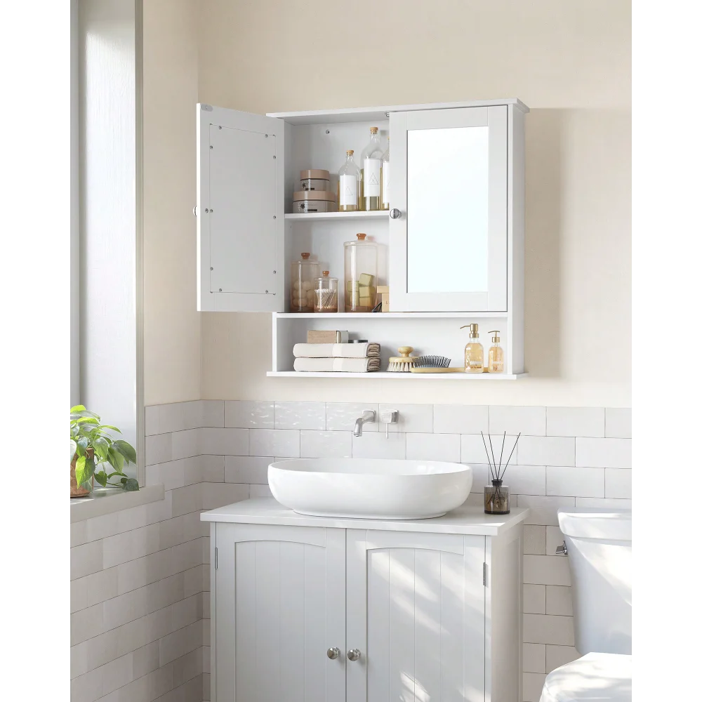 VASAGLE Bathroom Cabinet With Mirror, Wall Cabinet With 2 Mirrored Doors, Adjustable Shelf, Open Compartment, Wall-Mounted, 5.9
VASAGLE Bathroom Cabinet With Mirror, Wall Cabinet With 2 Mirrored Doors, Adjustable Shelf, Open Compartment, Wall-Mounted, 5.9