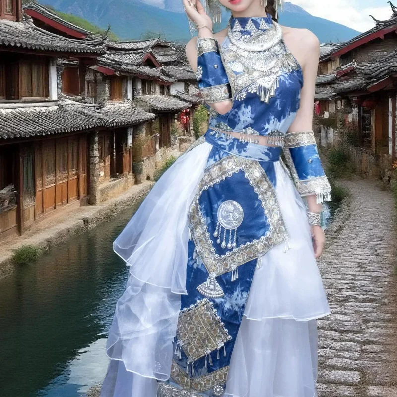 Chinese Hmong Ethnic Costume Female Tujia Ethnic Minority Style Stage Performance Costume
Chinese Hmong Ethnic Costume Female Tujia Ethnic Minority Style Stage Performance Costume