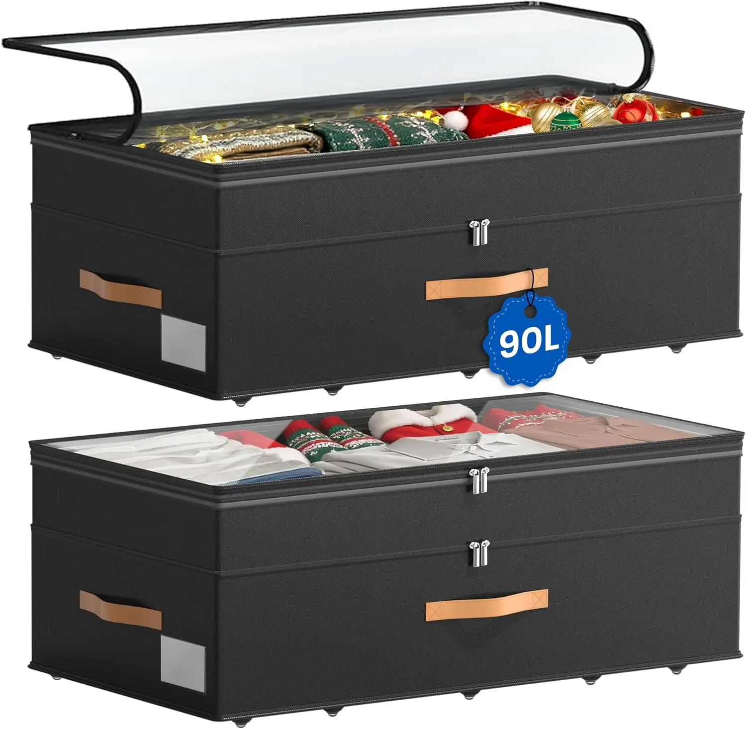 2-Pack Underbed Storage Bins with Wheels, No Assembly, 90L Large Capacity, Adjustable Height for Clothes and Shoes
2-Pack Underbed Storage Bins with Wheels, No Assembly, 90L Large Capacity, Adjustable Height for Clothes and Shoes