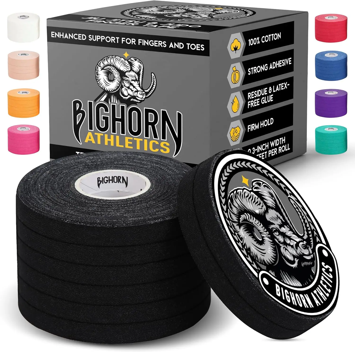 Jiu Jitsu Finger Tape | Residue-Free Athletic Tape for Sports Injuries: Rock Climbing, Volleyball, Football, Basketball | 0.3-Inch x 45-Feet, 8 Rolls, Black
Jiu Jitsu Finger Tape | Residue-Free Athletic Tape for Sports Injuries: Rock Climbing, Volleyball, Football, Basketball | 0.3-Inch x 45-Feet, 8 Rolls, Black