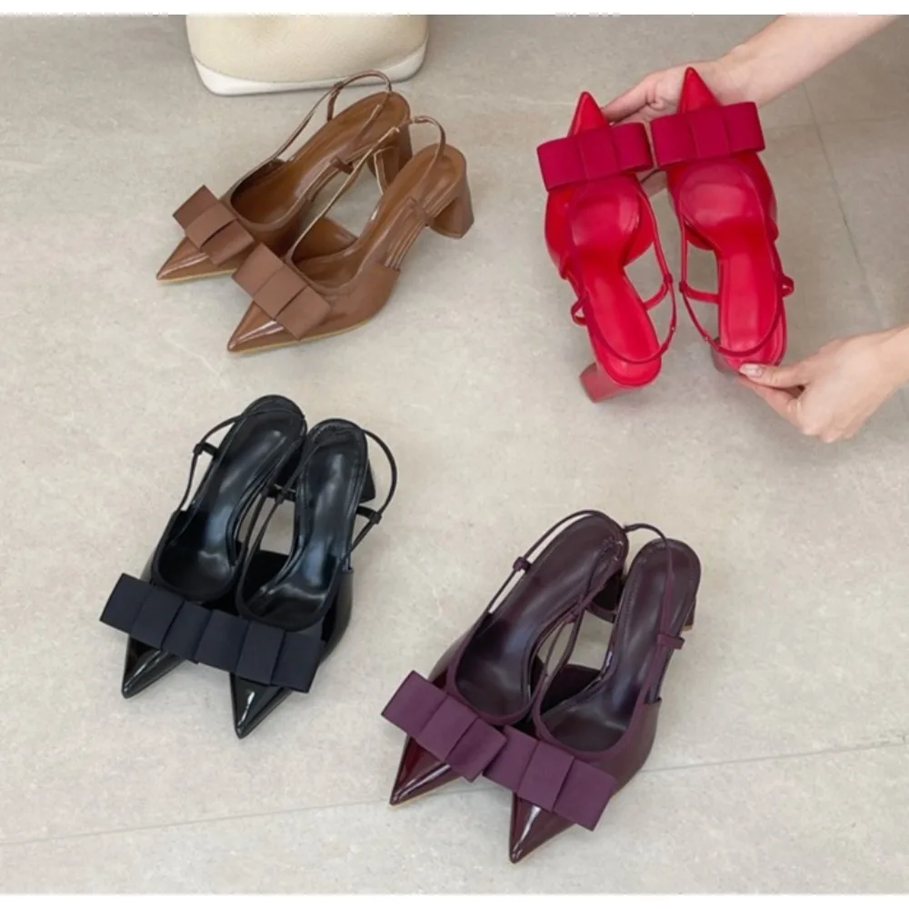 Sexy Burgundy Patent Leather Pointed Toe Pumps Women Fashion Bow Slingback Brand Designer Shoes Elegant Cozy Banquet Dress Shoes
Sexy Burgundy Patent Leather Pointed Toe Pumps Women Fashion Bow Slingback Brand Designer Shoes Elegant Cozy Banquet Dress Shoes