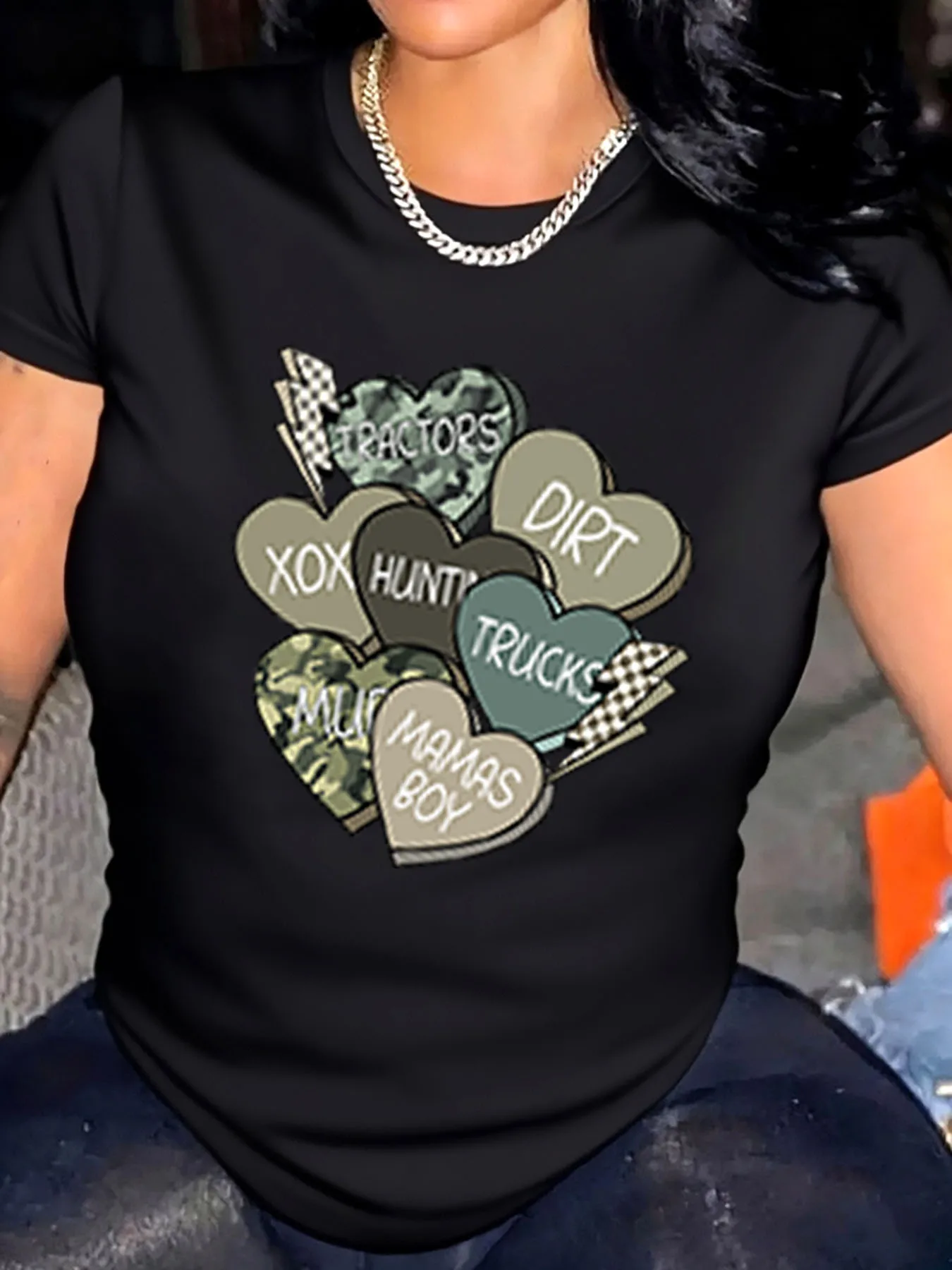 Женская футболка больших размеров с сердечками на день Святого Валентина, грязевые грузовики, охотничья одежда для мальчиков и девочек, уличная одежда
Женская футболка больших размеров с сердечками на день Святого Валентина, грязевые грузовики, охотничья одежда для мальчиков и девочек, уличная одежда