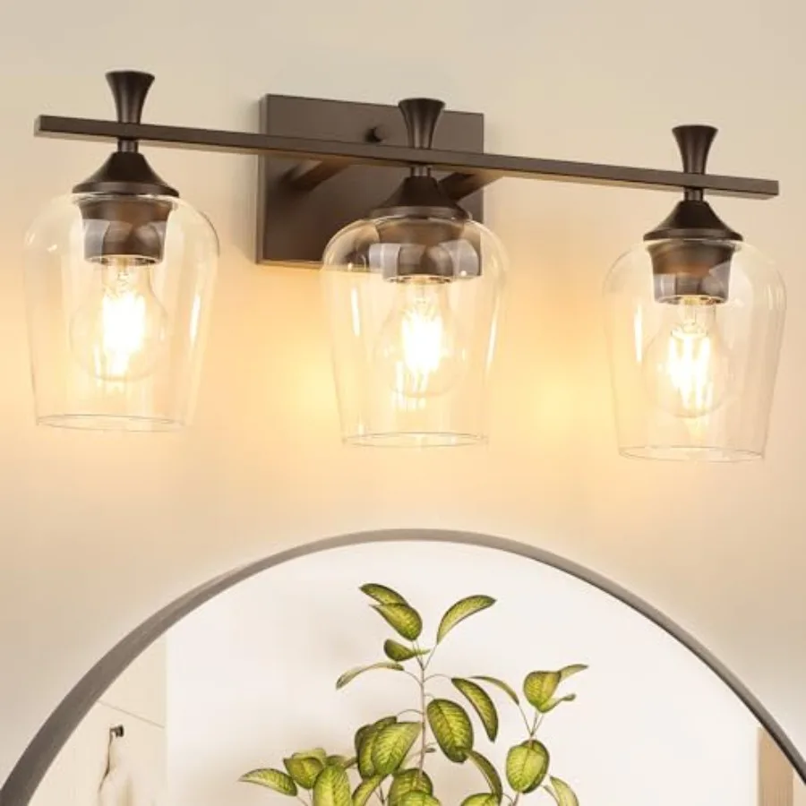 3 Light Bathroom Vanity Light - Bathroom Lighting Fixtures Over Mirror, Modern Wall Sconces with Transparent Glass Lampshade fo
3 Light Bathroom Vanity Light - Bathroom Lighting Fixtures Over Mirror, Modern Wall Sconces with Transparent Glass Lampshade fo