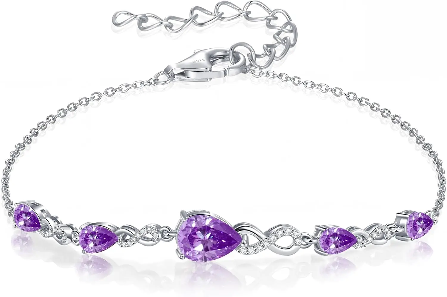 Birthstone Teardrop Infinity Bracelet for Women, Sterling Silver 9x7mm main Gemstone Charm Link Bracelet Adjustable, Anniversary
Birthstone Teardrop Infinity Bracelet for Women, Sterling Silver 9x7mm main Gemstone Charm Link Bracelet Adjustable, Anniversary