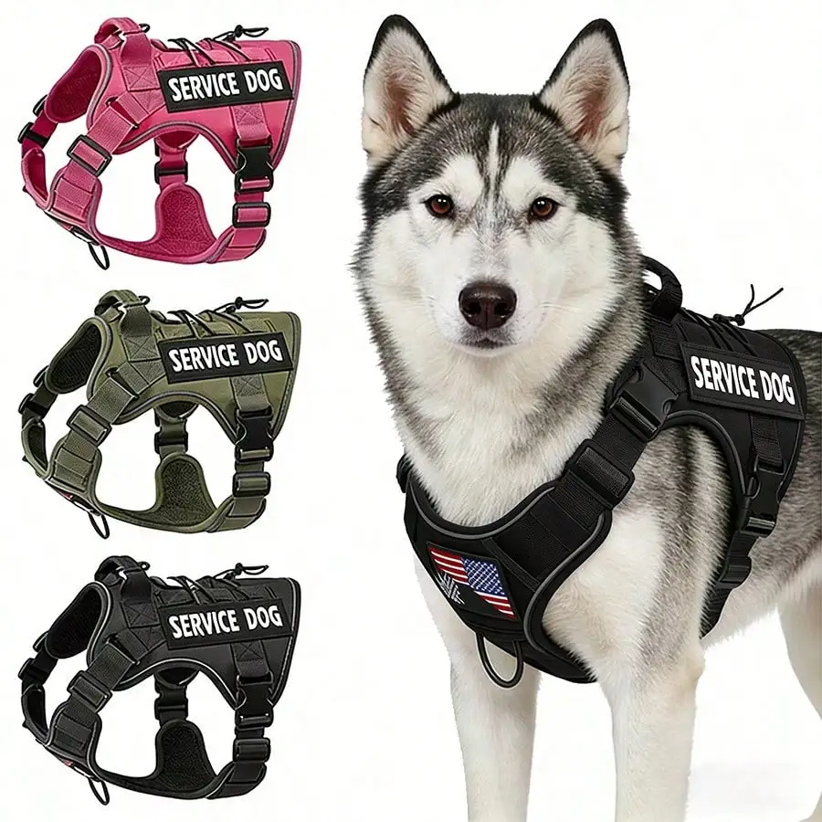Tactical Dog Harness For Large Dogs, Adjustable Reflective Training Vest, Breathable & Washable, Suitable For German Shepherd, Malamute And Other Medium/Large Service Dogs
Tactical Dog Harness For Large Dogs, Adjustable Reflective Training Vest, Breathable & Washable, Suitable For German Shepherd, Malamute And Other Medium/Large Service Dogs