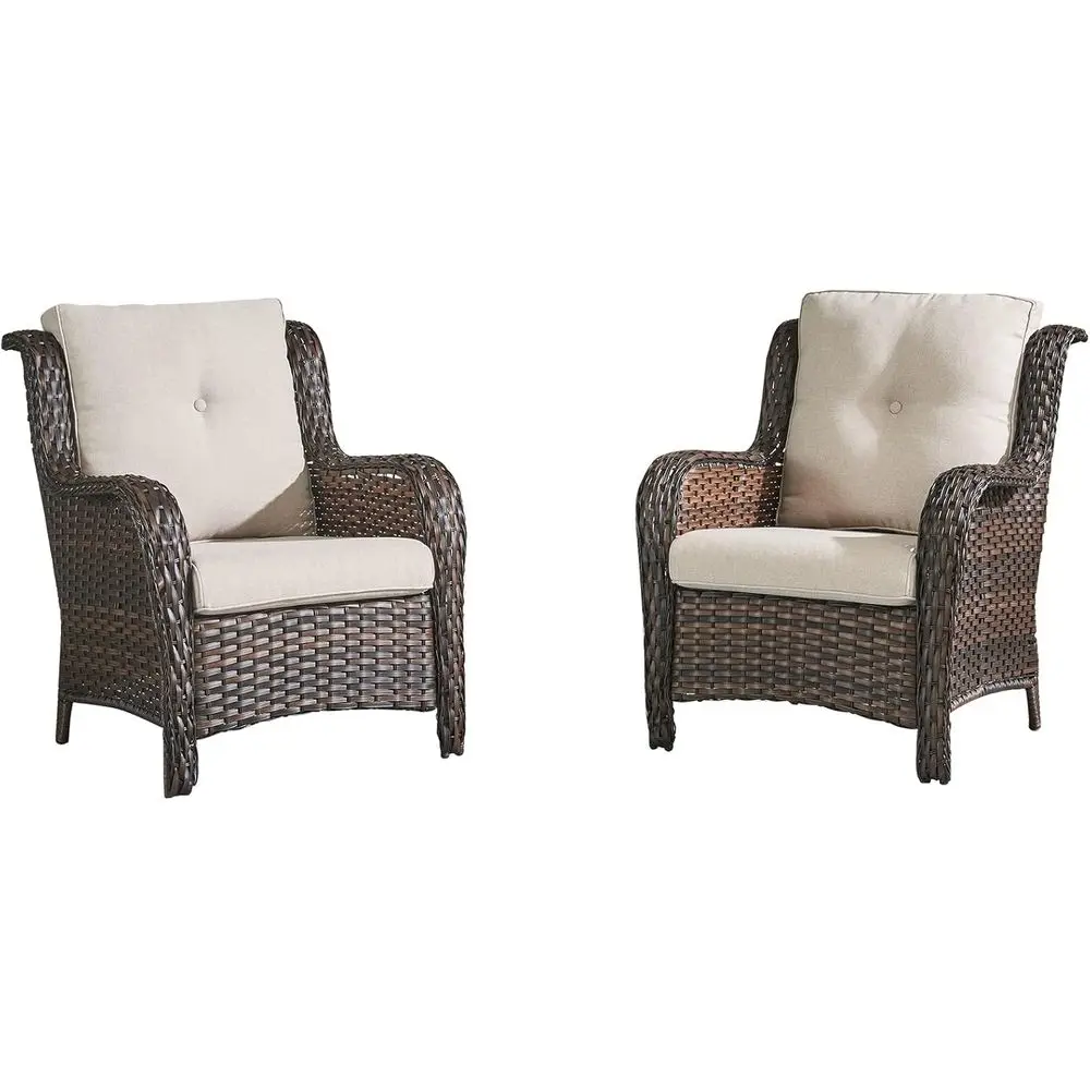 Wicker Patio Dining Chairs Set of 2 with 4 Inch Seat Cushions (Brown/Beige)
Wicker Patio Dining Chairs Set of 2 with 4 Inch Seat Cushions (Brown/Beige)