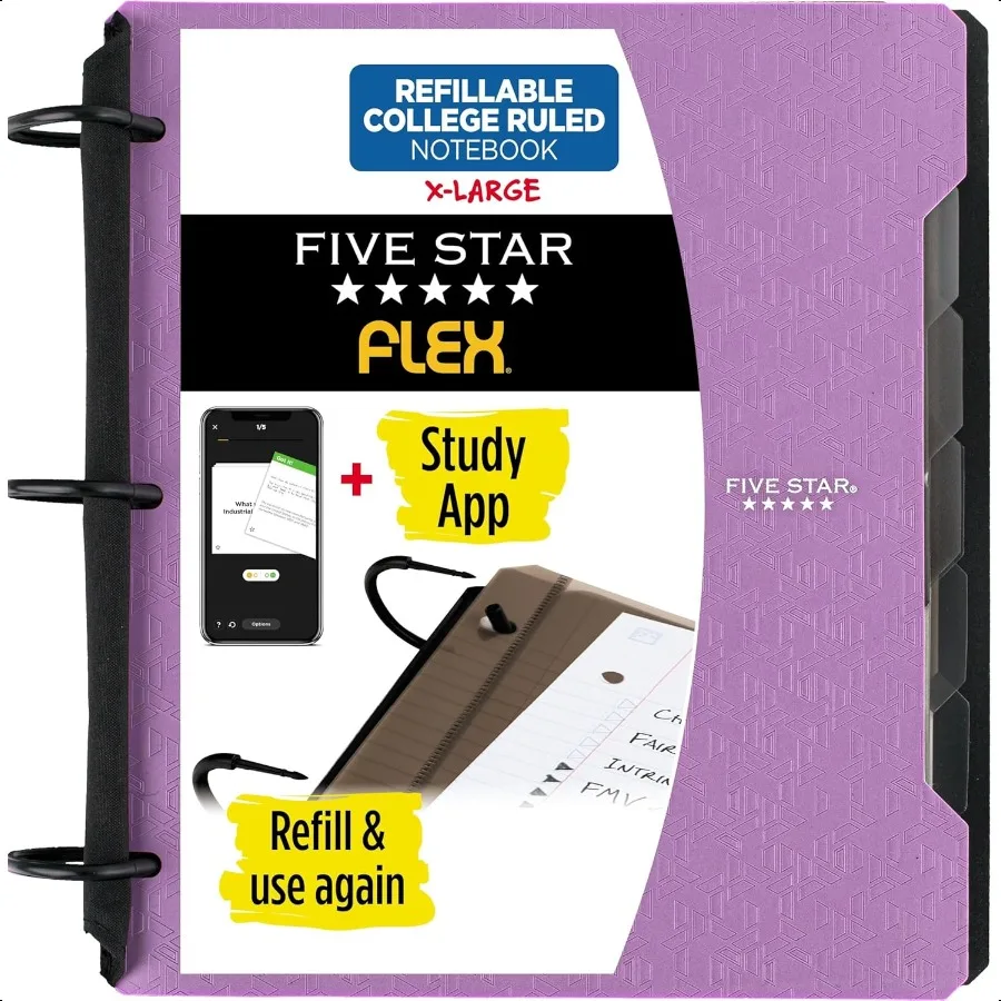 Flex Refillable Notebook + Study App College Ruled Paper and 11 2 Inch TechLock Ring Binder with Pockets Tabs and Dividers 300
Flex Refillable Notebook + Study App College Ruled Paper and 11 2 Inch TechLock Ring Binder with Pockets Tabs and Dividers 300