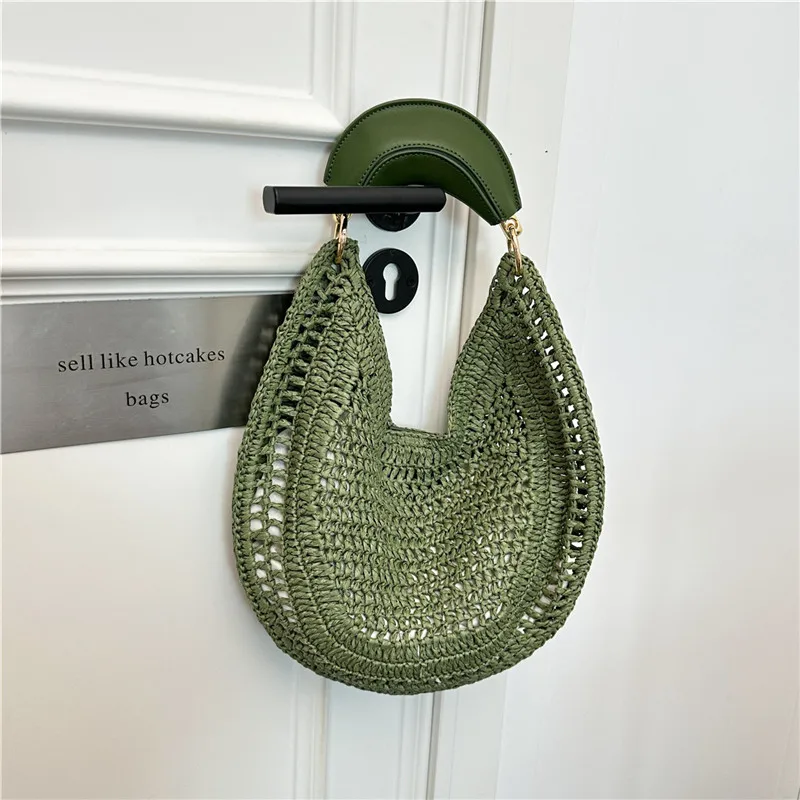 Boho Handwoven Straw Hobo Tote Bag Women Crescent Moon Shape Top Handle Basket Purse Summer Hollow Out Woven Handbag
Boho Handwoven Straw Hobo Tote Bag Women Crescent Moon Shape Top Handle Basket Purse Summer Hollow Out Woven Handbag
