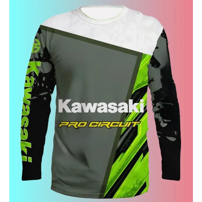 MOTO-Летняя мужская футболка с круглым вырезом и длинными рукавами Kawasaki, простой дышащий быстросохнущий удобный топ для отдыха на открытом воздухе 
MOTO-Летняя мужская футболка с круглым вырезом и длинными рукавами Kawasaki, простой дышащий быстросохнущий удобный топ для отдыха на открытом воздухе