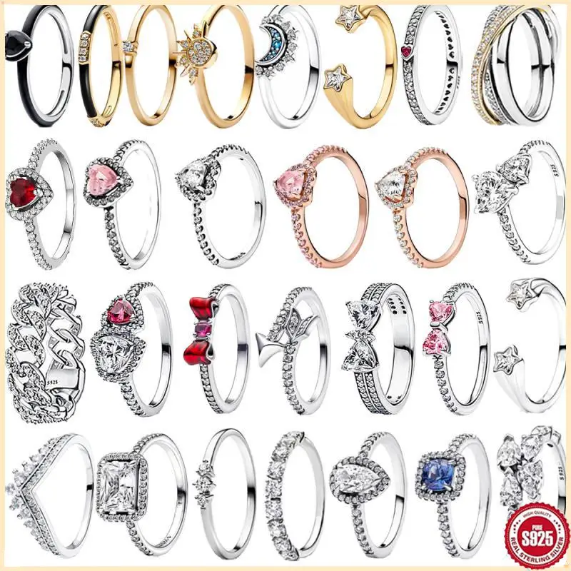 2025 New Rings Original 925 Sterling Silver Bow Heart Sun Moon Star Flower Crown For Women Valentine's Birthday Gift DIY Jewelry
2025 New Rings Original 925 Sterling Silver Bow Heart Sun Moon Star Flower Crown For Women Valentine's Birthday Gift DIY Jewelry