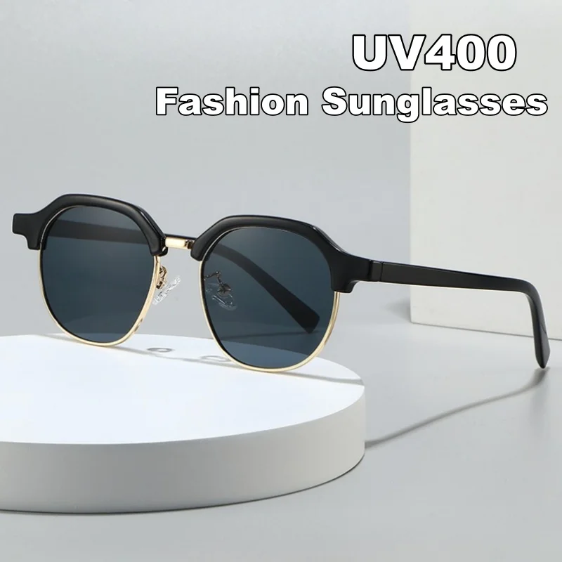 Unisex Metal Half-Frame Sunglasses Stylish Round-Frame Luxury Brand Vintage Punk Outdoor UV400Sun Glasses Classic Driving Shades
Unisex Metal Half-Frame Sunglasses Stylish Round-Frame Luxury Brand Vintage Punk Outdoor UV400Sun Glasses Classic Driving Shades