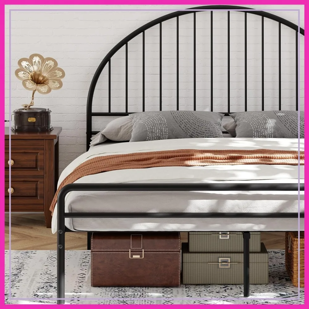 Vintage Queen Metal Bed Frame, Victorian Wrought Iron Headboard/Footboard, No Box Spring Needed - Black
Vintage Queen Metal Bed Frame, Victorian Wrought Iron Headboard/Footboard, No Box Spring Needed - Black