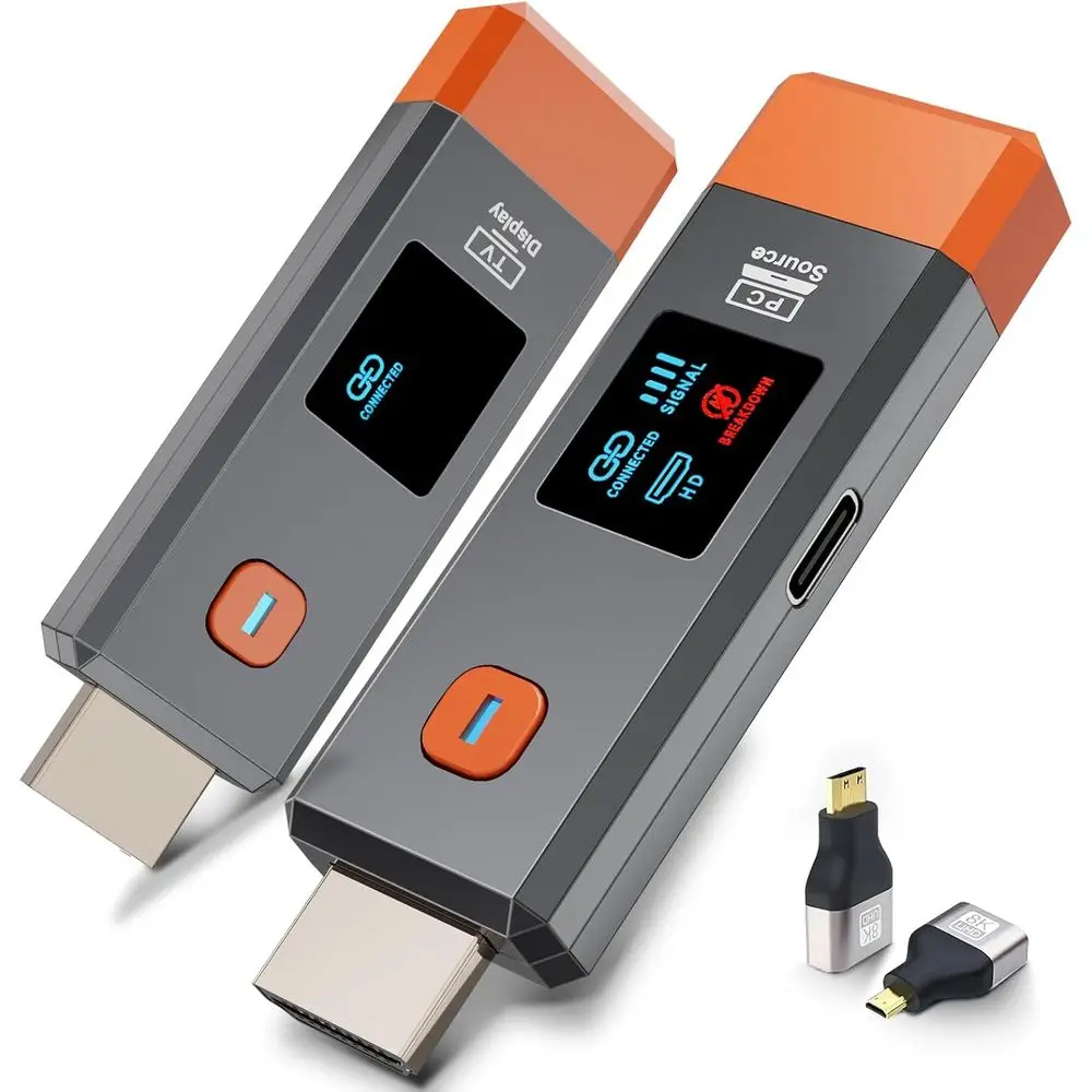 Wireless HDMI Extender, 4K@60Hz, 1080P Output, Plug & Play, 2.4G/5.8G Dual Band, Portable for PC/Projector, LED Display
Wireless HDMI Extender, 4K@60Hz, 1080P Output, Plug & Play, 2.4G/5.8G Dual Band, Portable for PC/Projector, LED Display