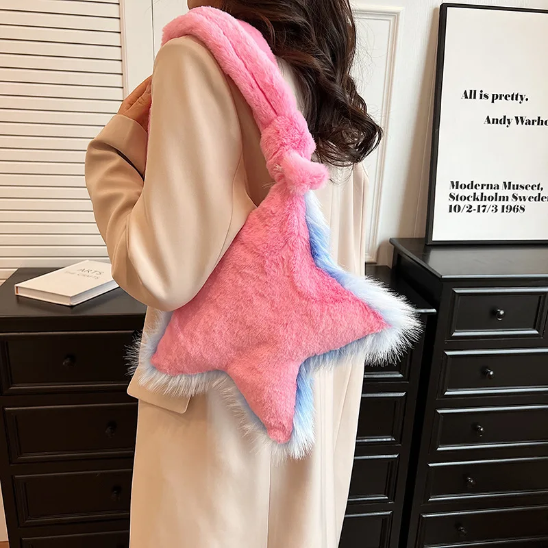 Female Autumn Winter New Cute Plush Bag Fashion Five-Pointed Star Shaped One Shoulder Crossbody Bag Zipper Style Plush Bag
Female Autumn Winter New Cute Plush Bag Fashion Five-Pointed Star Shaped One Shoulder Crossbody Bag Zipper Style Plush Bag