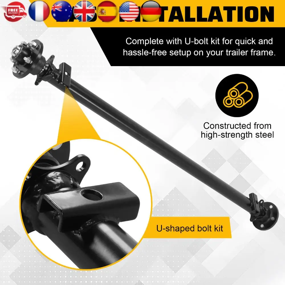 3500 Lbs Boat Axle 43/50/61/65/70/77 Inch Spring Center 5 Lug 5x4.5 Bolt Pattern for Small Trailers & Campers
3500 Lbs Boat Axle 43/50/61/65/70/77 Inch Spring Center 5 Lug 5x4.5 Bolt Pattern for Small Trailers & Campers