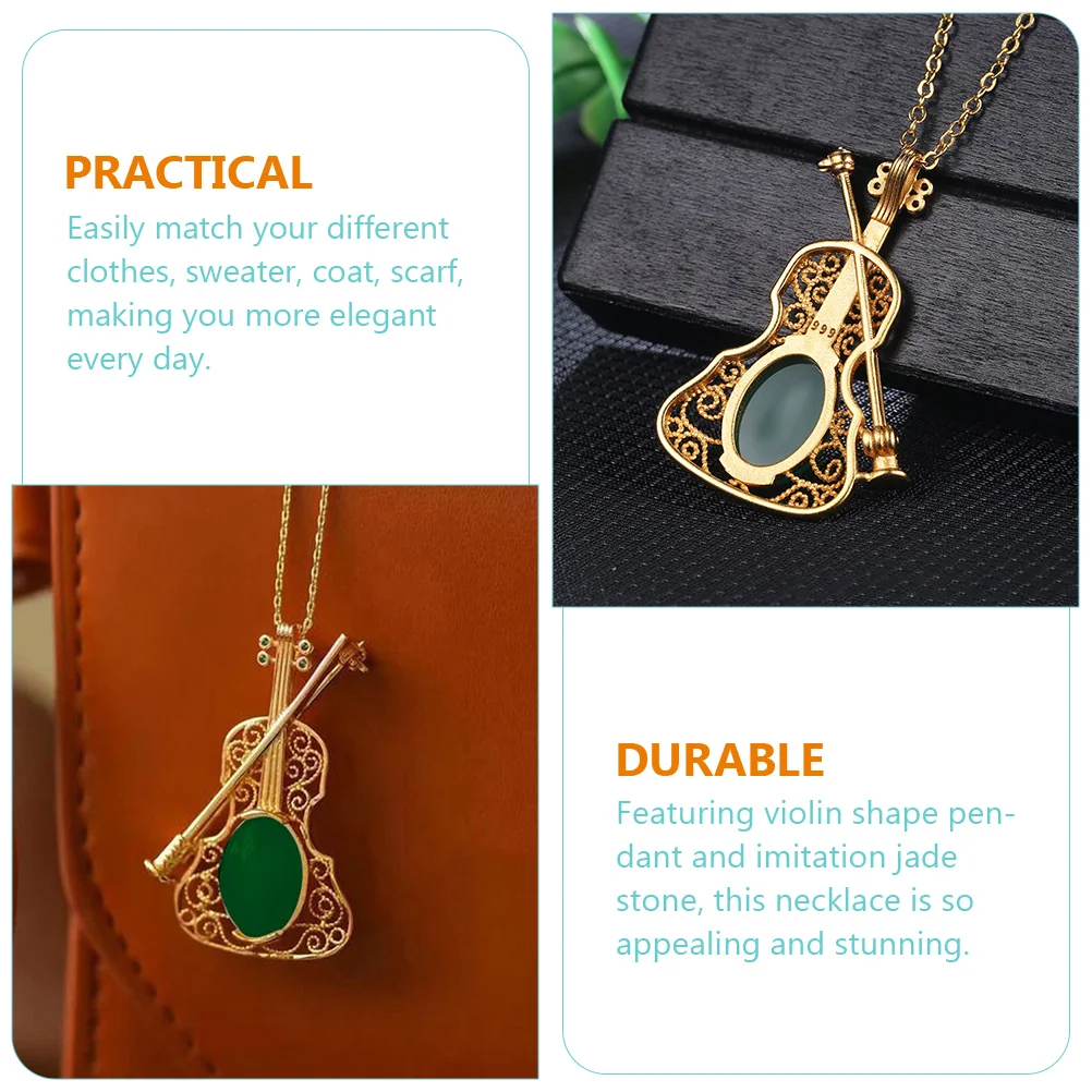 Green Chalcedony Pendant Necklace Gift for Women Jade Violin Court Style Shape Copper Necklaces
Green Chalcedony Pendant Necklace Gift for Women Jade Violin Court Style Shape Copper Necklaces