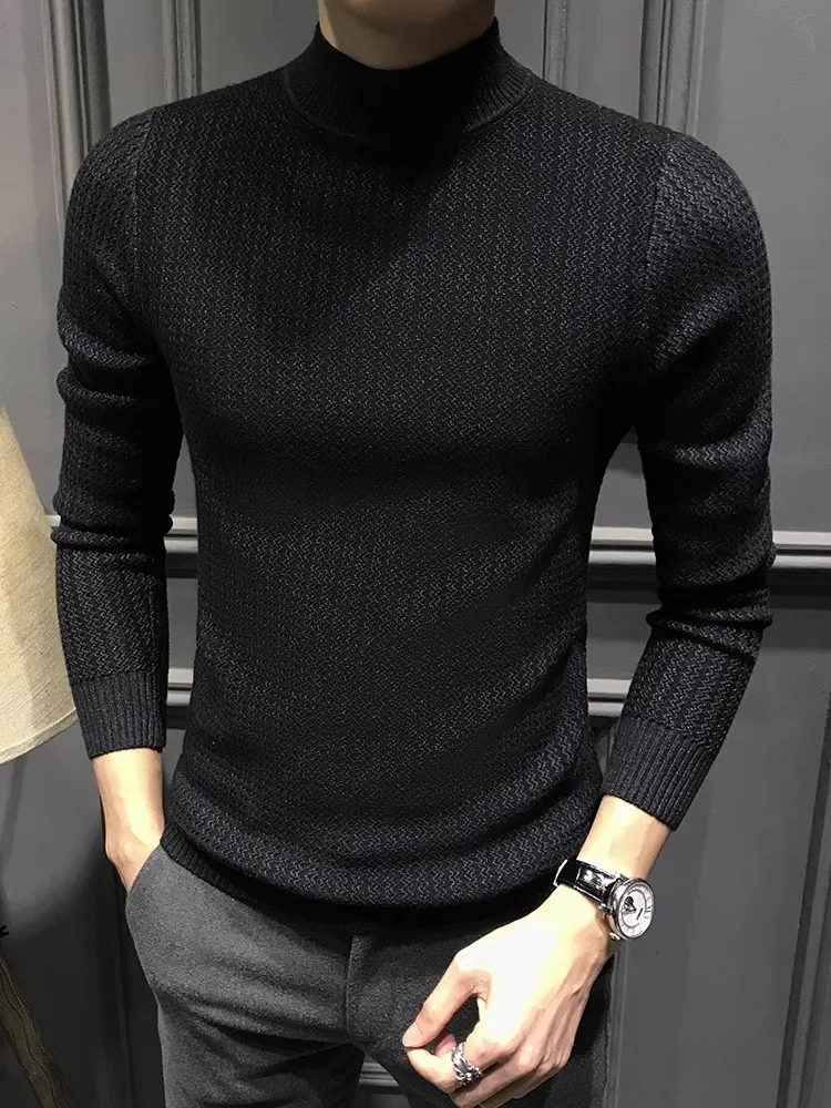 Men's Winter Knitted Half-High Collar Sweater Fleece Lined Slim Fit Texture Stripe New Style Fashion Urban Youth Wear
Men's Winter Knitted Half-High Collar Sweater Fleece Lined Slim Fit Texture Stripe New Style Fashion Urban Youth Wear