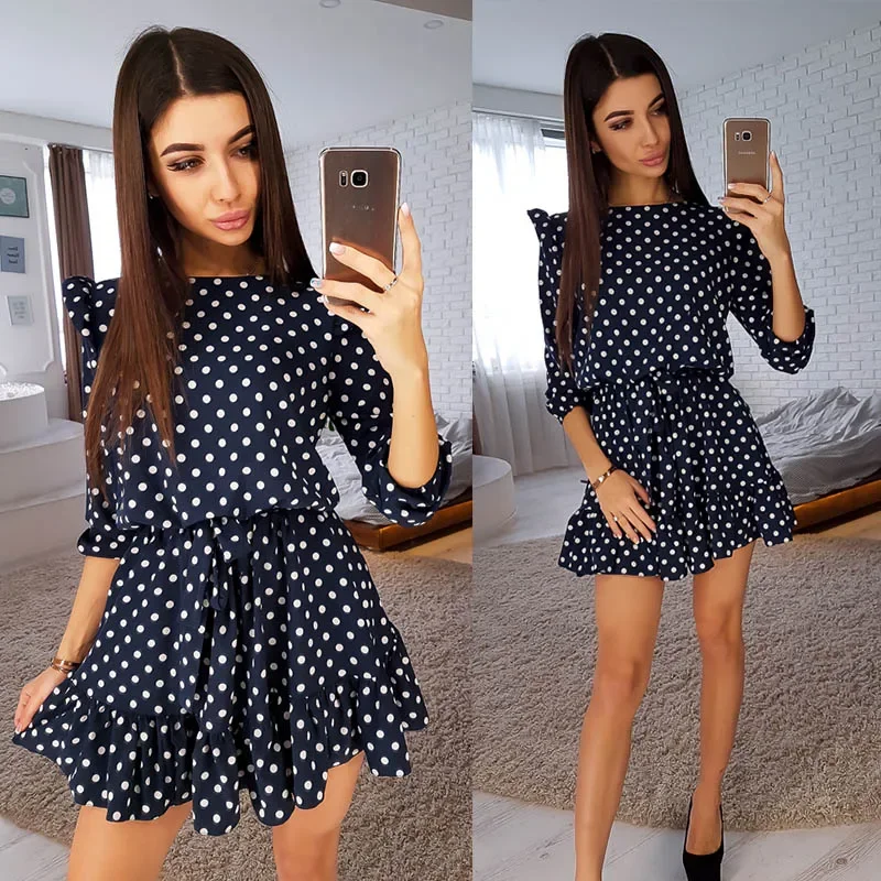 Ruffle Trim Sashes Women Summer Dress Round Neck Dot Print Casual Dress Girls Sweet Cute A Line Dresses
Ruffle Trim Sashes Women Summer Dress Round Neck Dot Print Casual Dress Girls Sweet Cute A Line Dresses