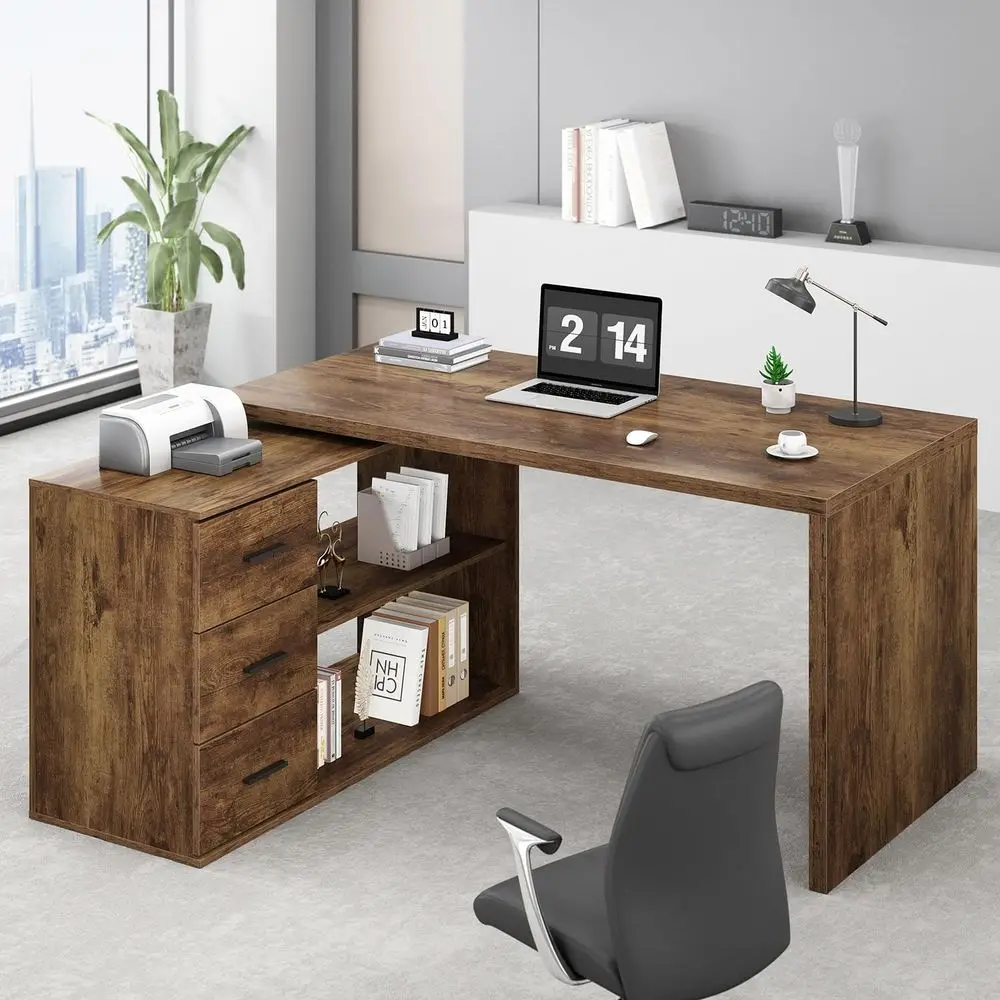 L Shape Home Office Desk with Drawers, LShaped Computer Desk with Storage Cabinet Shelves, Wood Executive Desk for Writing Work
L Shape Home Office Desk with Drawers, LShaped Computer Desk with Storage Cabinet Shelves, Wood Executive Desk for Writing Work