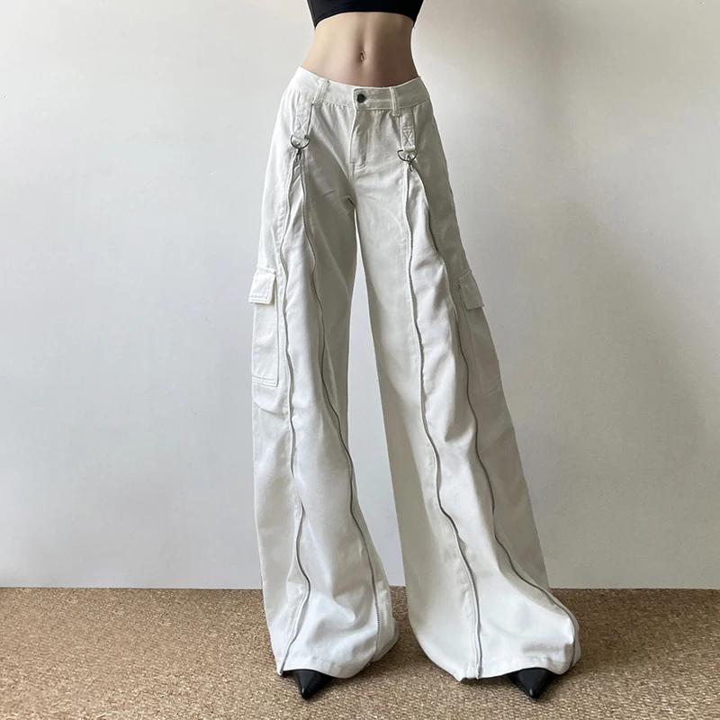 Street Fashion Wideleg Pants For Ladies Zipper Design Low Waist All Match Jeans Summer Solid Color Casual Floor Length Pant
Street Fashion Wideleg Pants For Ladies Zipper Design Low Waist All Match Jeans Summer Solid Color Casual Floor Length Pant