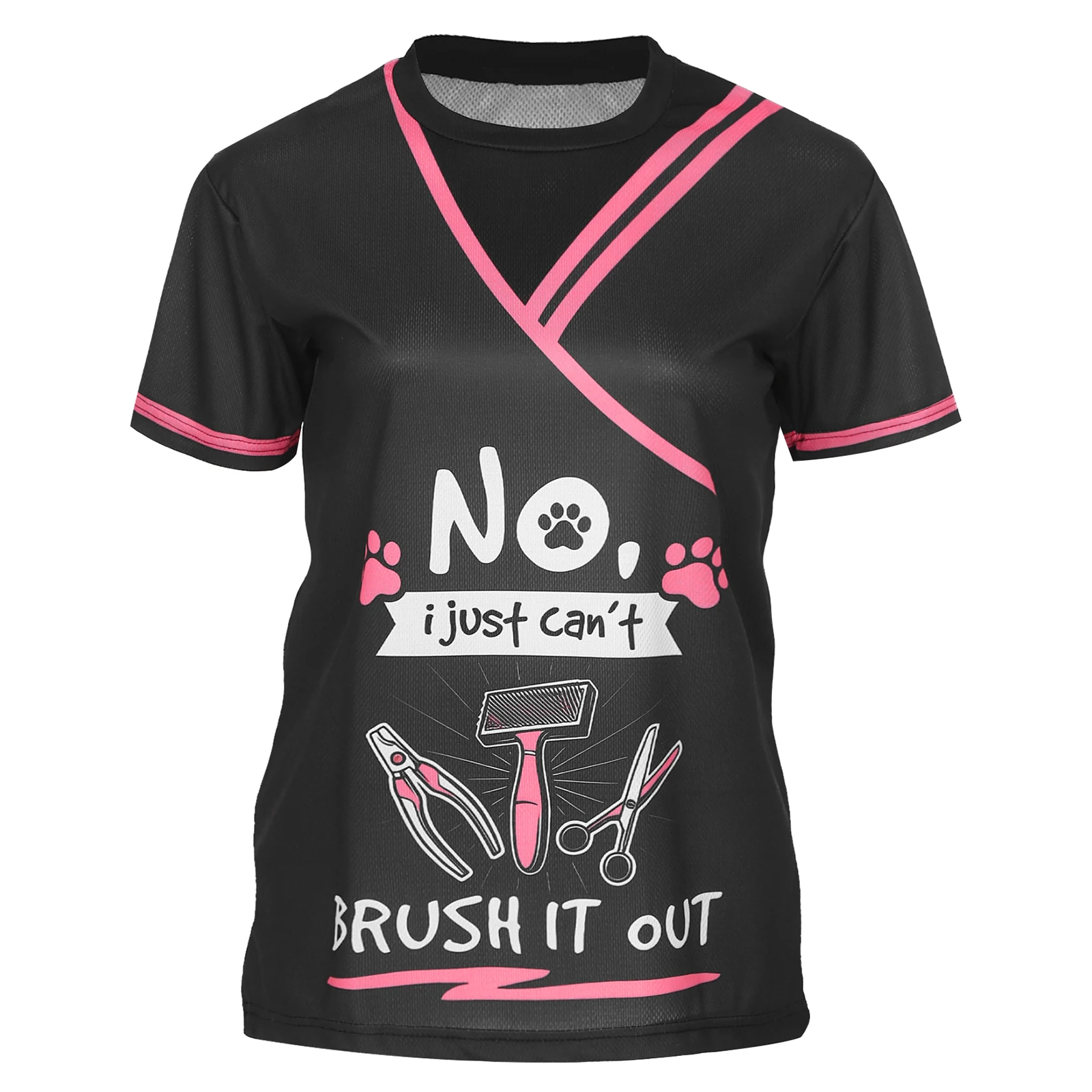 Womens Short Sleeve Tee Top Creative Pet Grooming Tool Printed T-shirt Casual Contrast Color Round Neck Shirt Tops
Womens Short Sleeve Tee Top Creative Pet Grooming Tool Printed T-shirt Casual Contrast Color Round Neck Shirt Tops