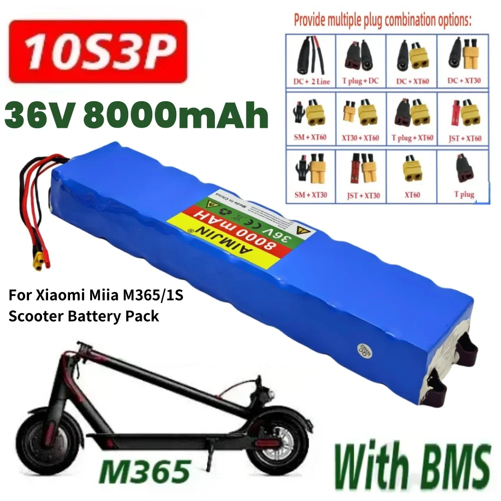 10S3P 36V 8000mAh 8.0Ah Electric Scooter Battery 18650 Lithium ion for Xiaomi M365/1S Special Battery Pack
10S3P 36V 8000mAh 8.0Ah Electric Scooter Battery 18650 Lithium ion for Xiaomi M365/1S Special Battery Pack