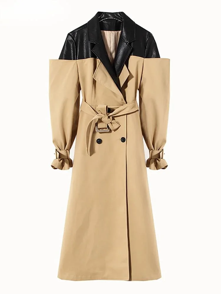 2024 Autumn And Winter British Style Temperament Leather Contrast Color Windbreaker Women's 2026 Double Breasted A33D
2024 Autumn And Winter British Style Temperament Leather Contrast Color Windbreaker Women's 2026 Double Breasted A33D