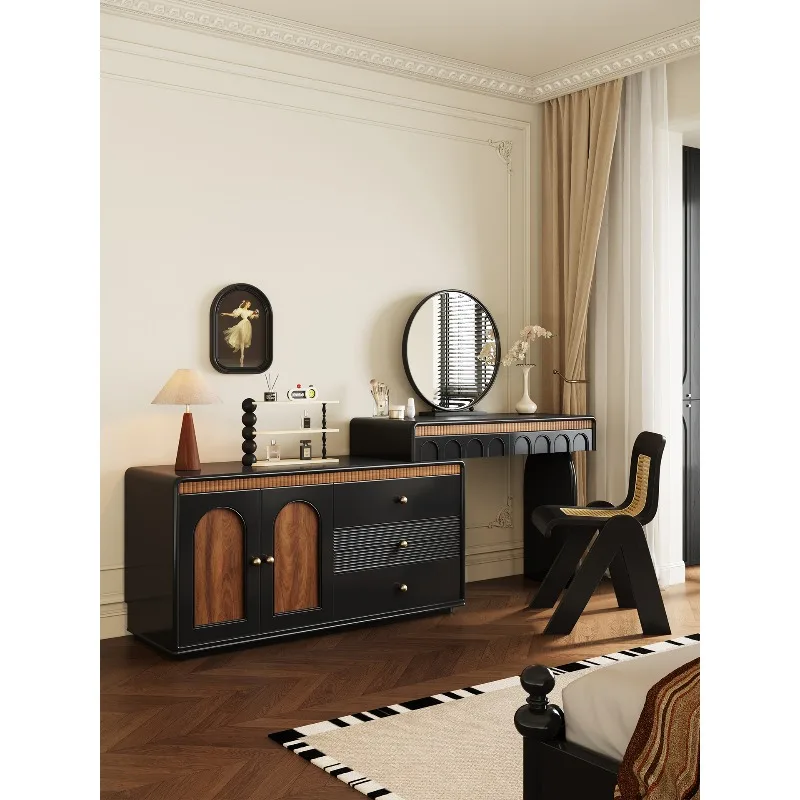 Solid wood medieval dresser chest cabinet integrated retro corner master bedroom makeup table
Solid wood medieval dresser chest cabinet integrated retro corner master bedroom makeup table