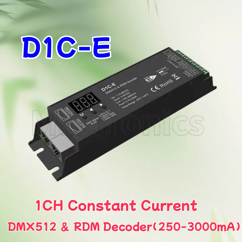 1-канальный декодер постоянного тока DMX512 и RDM D1C-E 250-3000 мА, одноканальный DC12-48 В, DMX Master, 16 бит, 8-битный цифровой цифровой цифровой дисплей
1-канальный декодер постоянного тока DMX512 и RDM D1C-E 250-3000 мА, одноканальный DC12-48 В, DMX Master, 16 бит, 8-битный цифровой цифровой цифровой дисплей