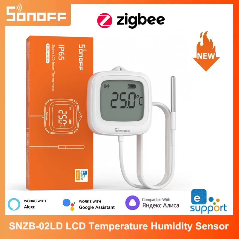 SONOFF SNZB-02LD IP65 Zigbee ЖК-умный термометр с зондом для обнаружения бассейна, ванны, холодильника, морозильной камеры, измерения температуры жидкости
SONOFF SNZB-02LD IP65 Zigbee ЖК-умный термометр с зондом для обнаружения бассейна, ванны, холодильника, морозильной камеры, измерения температуры жидкости