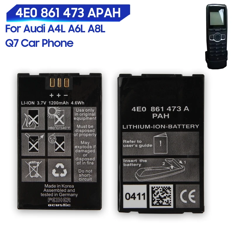 High-Quality Replacement Battery For Audi A4L A6L A8L Q7 4E0 861 473 APAH Rechargeale Car Phone Batteries 1200mAh
High-Quality Replacement Battery For Audi A4L A6L A8L Q7 4E0 861 473 APAH Rechargeale Car Phone Batteries 1200mAh