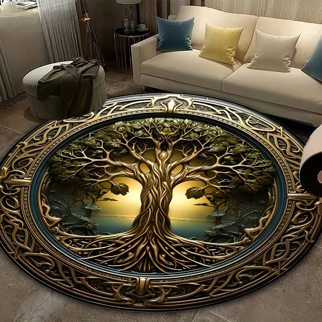 Круглый коврик «Древо жизни» — нескользящий мягкий полиэстер, узор золотисто-зеленого листа для декора спальни и гостиной в помещении и на открытом воздухе
Круглый коврик «Древо жизни» — нескользящий мягкий полиэстер, узор золотисто-зеленого листа для декора спальни и гостиной в помещении и на открытом воздухе