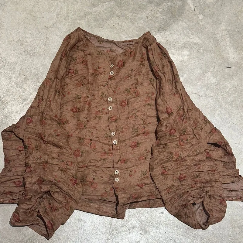 Women Floral Printed Thin 100% Ramie Summer Blouses and Tops O-Neck Female Long Sleeves 2026 Summer New Causal Button Shirts
Women Floral Printed Thin 100% Ramie Summer Blouses and Tops O-Neck Female Long Sleeves 2026 Summer New Causal Button Shirts