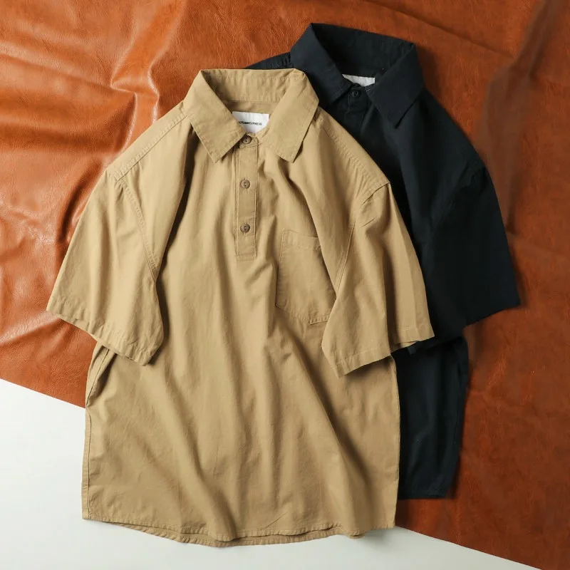Washed Workwear Shirt Men's Loose Fit Color Collared T-Shirt Summer New Style Japanese Trendy Brand Unisex Polyester
Washed Workwear Shirt Men's Loose Fit Color Collared T-Shirt Summer New Style Japanese Trendy Brand Unisex Polyester