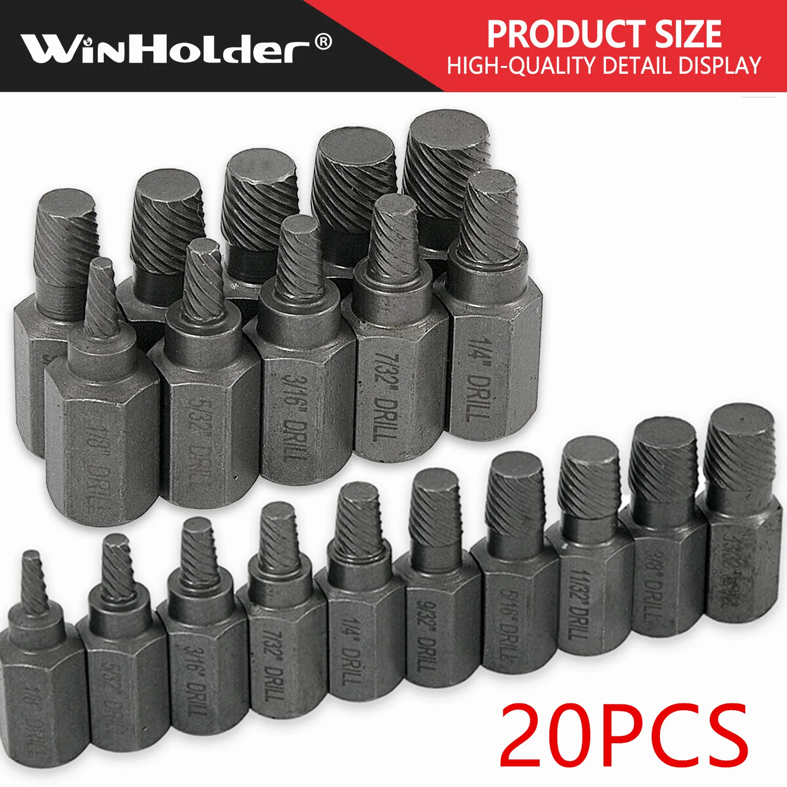 20Pcs Screw Extractor Kit Steel Damaged Screw Remover Metal Easy Out Drill Bits Broken Bolt Stud Remover Screw Extractor
20Pcs Screw Extractor Kit Steel Damaged Screw Remover Metal Easy Out Drill Bits Broken Bolt Stud Remover Screw Extractor