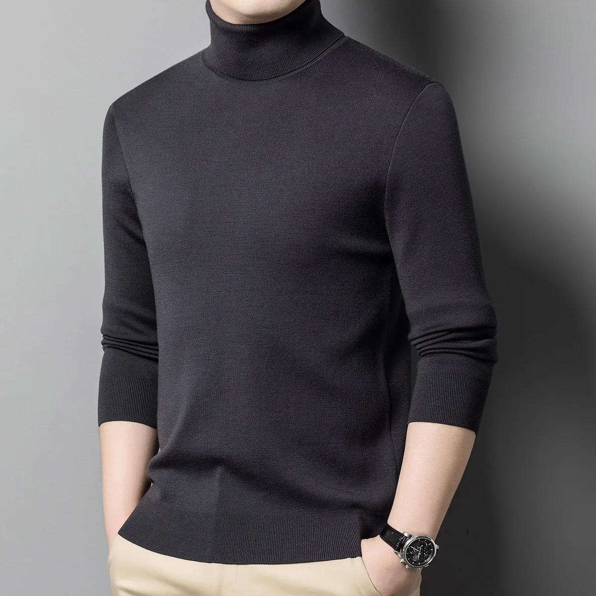 Waable High Collar Men's Knitted Sweater Basic Sle Winter Pure Color Versatile Breathable Casual Long Sve Top
Waable High Collar Men's Knitted Sweater Basic Sle Winter Pure Color Versatile Breathable Casual Long Sve Top