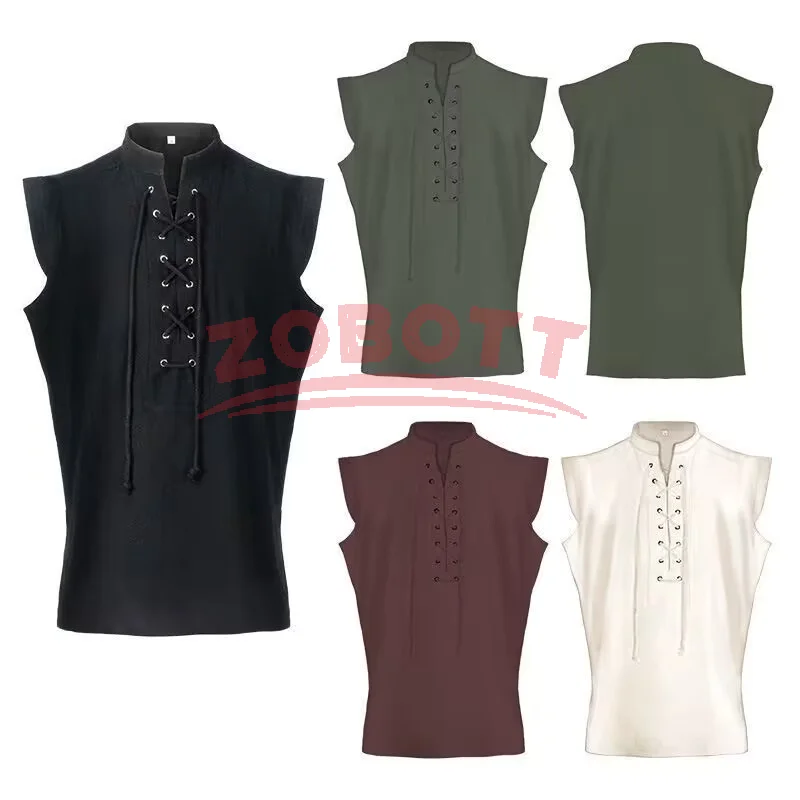 Men Medieval Renaissance Warriors Knight Costume Robe Shirt Tops Sleeveless T-Shirt Lace-up Design Shirt Loose Fit Vest Clothing
Men Medieval Renaissance Warriors Knight Costume Robe Shirt Tops Sleeveless T-Shirt Lace-up Design Shirt Loose Fit Vest Clothing