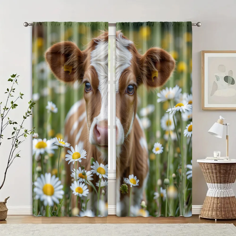 2 pcs, filtering curtains (excluding rods, non-movable, without batteries) Charming Cow & Daisy for use in bedrooms and living
2 pcs, filtering curtains (excluding rods, non-movable, without batteries) Charming Cow & Daisy for use in bedrooms and living