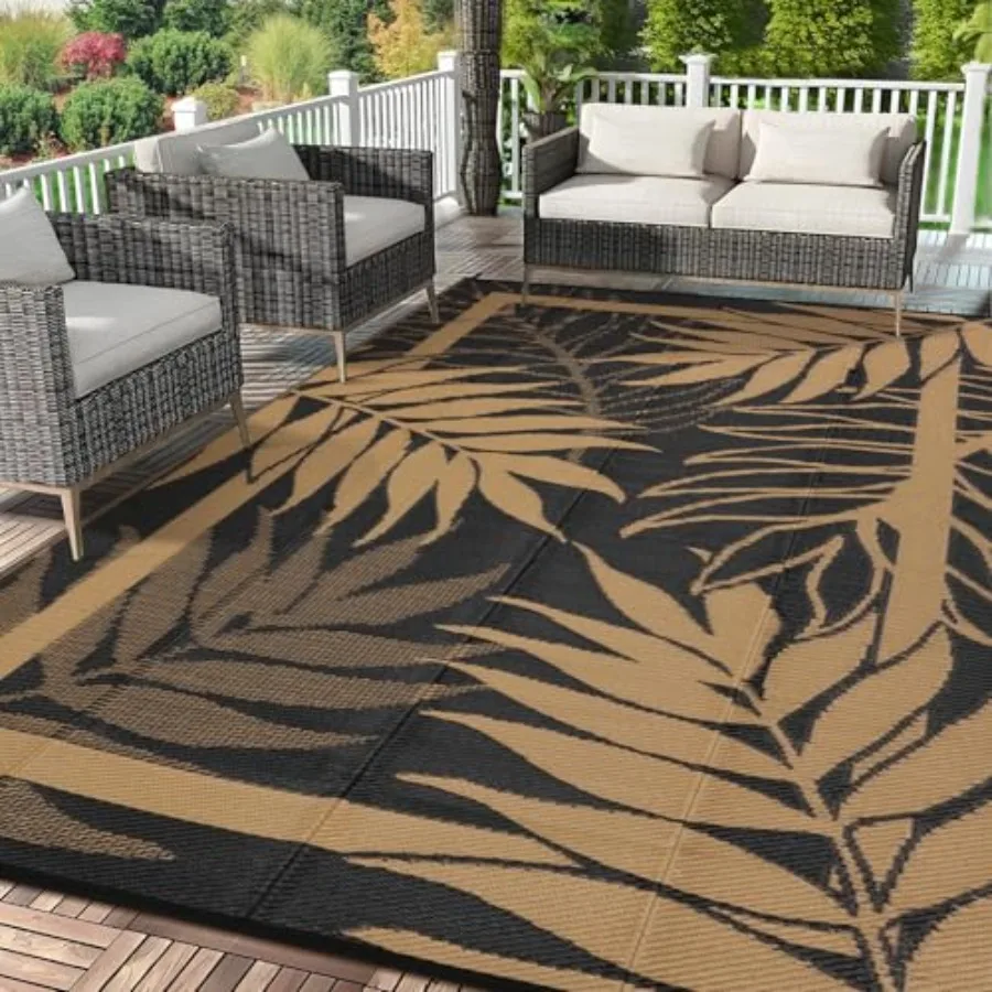 Outdoor patio rug, polypropylene, black+brown, waterproof and UV-resistant reversible low-pile design with non-slip backing for
Outdoor patio rug, polypropylene, black+brown, waterproof and UV-resistant reversible low-pile design with non-slip backing for