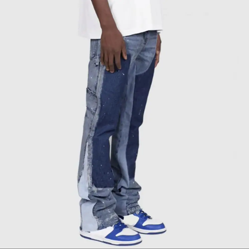 Vintage Patchwork Flared Trousers Men's Baggy Bell-Bottom Jeans Elastic Denim Casual Work Pants Stylish Pocketed Male Trousers
Vintage Patchwork Flared Trousers Men's Baggy Bell-Bottom Jeans Elastic Denim Casual Work Pants Stylish Pocketed Male Trousers