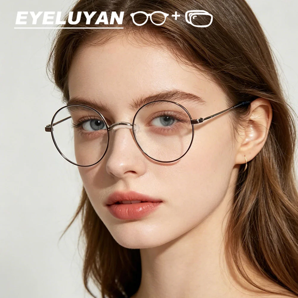 EYELUYAN Fashion Retro Women's Small Round Prescription Glasses Ultra Light Titanium Myopia Optical Recipe Eyeglasses V6036T
EYELUYAN Fashion Retro Women's Small Round Prescription Glasses Ultra Light Titanium Myopia Optical Recipe Eyeglasses V6036T