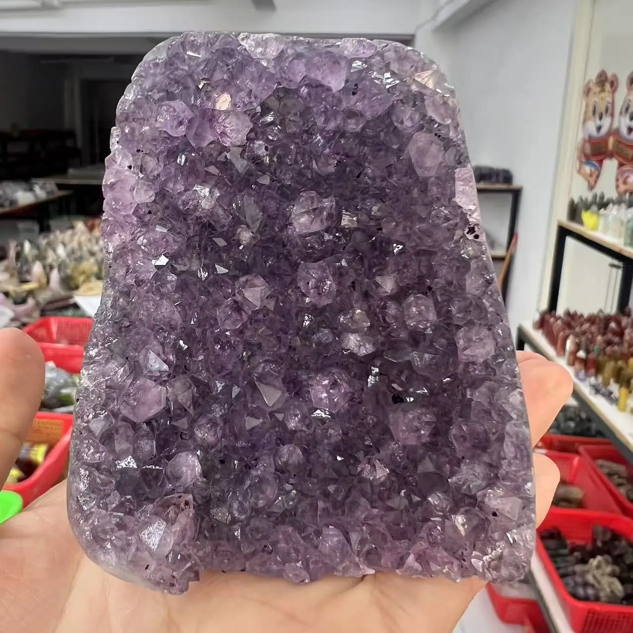 469g 7.5cm Natural Uruguay Dream Amethyst Quartz Crystal Cluster stand 
469g 7.5cm Natural Uruguay Dream Amethyst Quartz Crystal Cluster stand