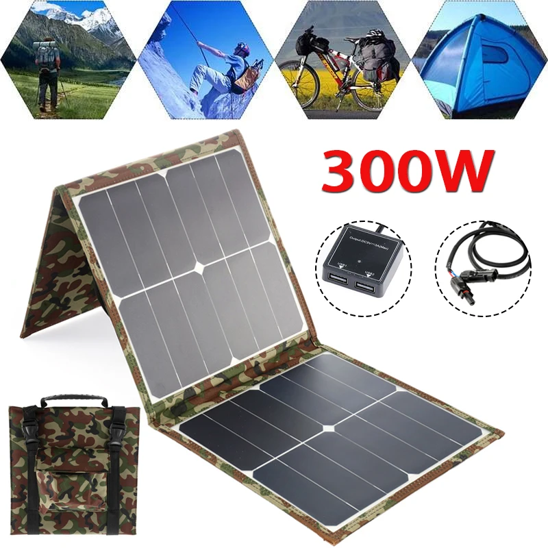 300W Foldable Solar Panel Portable 18V/5V USB Battery Charger Solar Cell Power Bank for Phone Outdoor Camping Hiking Cycling
300W Foldable Solar Panel Portable 18V/5V USB Battery Charger Solar Cell Power Bank for Phone Outdoor Camping Hiking Cycling