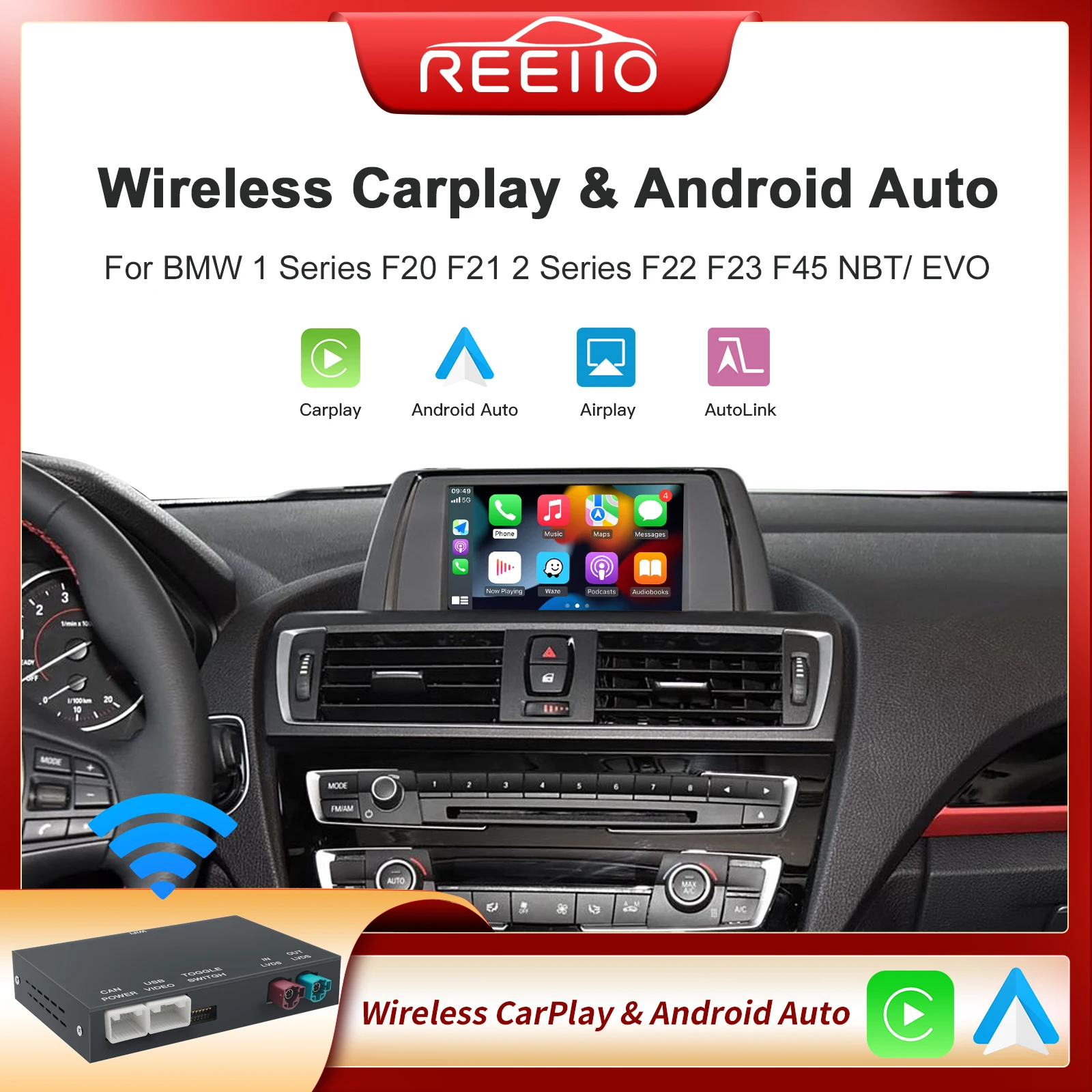 wireless CarPlay Android AUTO For BMW 1 2 Series F20 F21 F22 F23 F45 2011-2020 NBT EVO With MirrorLink Airplay rear camera
wireless CarPlay Android AUTO For BMW 1 2 Series F20 F21 F22 F23 F45 2011-2020 NBT EVO With MirrorLink Airplay rear camera