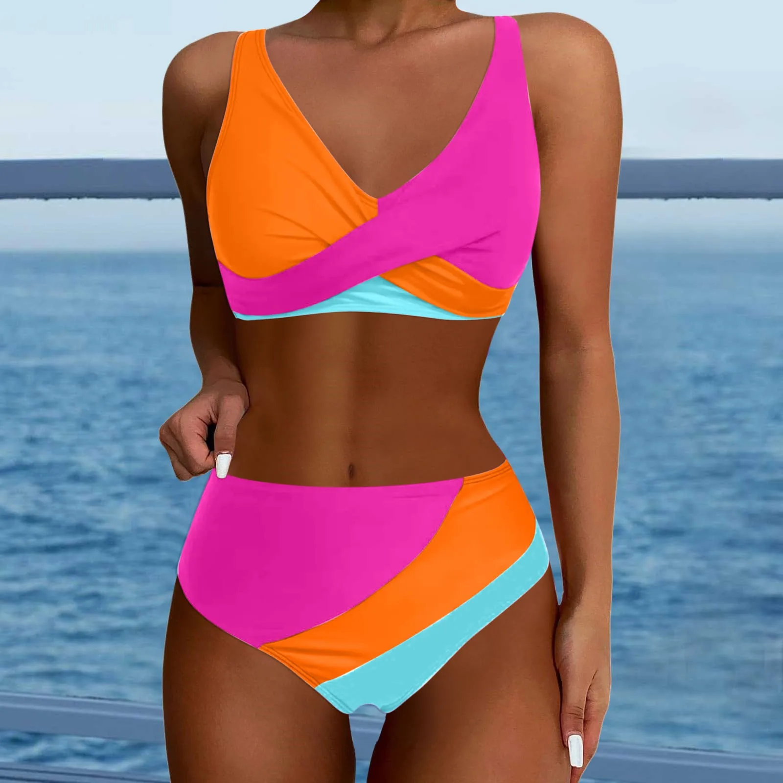 Women Patchwork Color Swimsuit High Waist Two-Piece Swimwear Padded Push Up Bikinis Sets Knot Backless Bathing Suit
Women Patchwork Color Swimsuit High Waist Two-Piece Swimwear Padded Push Up Bikinis Sets Knot Backless Bathing Suit
