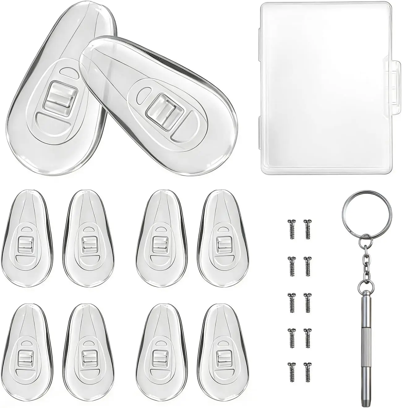 5 Pairs Silicone Air Chamber Eyeglass Nose Pads, 15x8mm Screw-in Replacement Kit with Screwdriver
5 Pairs Silicone Air Chamber Eyeglass Nose Pads, 15x8mm Screw-in Replacement Kit with Screwdriver
