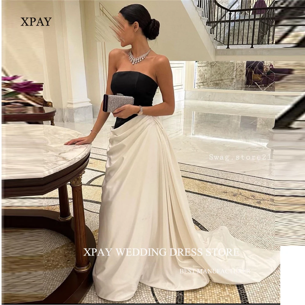 XPAY Simple White And Black A Line Evening Dresses Saudi Arabic Women Good Quality Satin Long Prom Gowns Formal Occasion Party
XPAY Simple White And Black A Line Evening Dresses Saudi Arabic Women Good Quality Satin Long Prom Gowns Formal Occasion Party