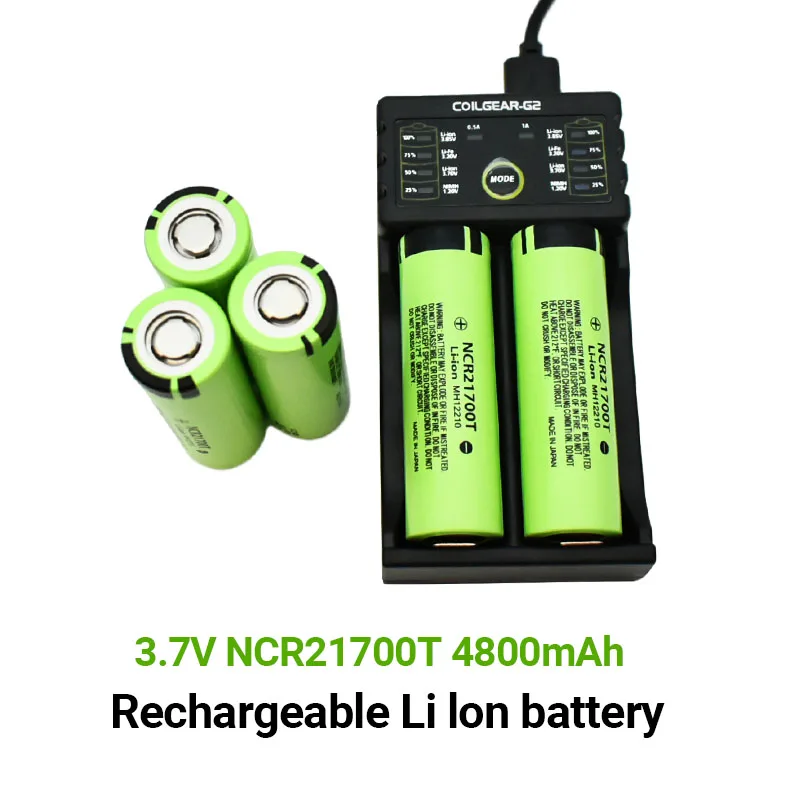 100% Original NCR21700T 4800mAh 3.7V Lithium Rechargeable Battery 40A High-discharge Battery Li-ion Battery+Charger
100% Original NCR21700T 4800mAh 3.7V Lithium Rechargeable Battery 40A High-discharge Battery Li-ion Battery+Charger